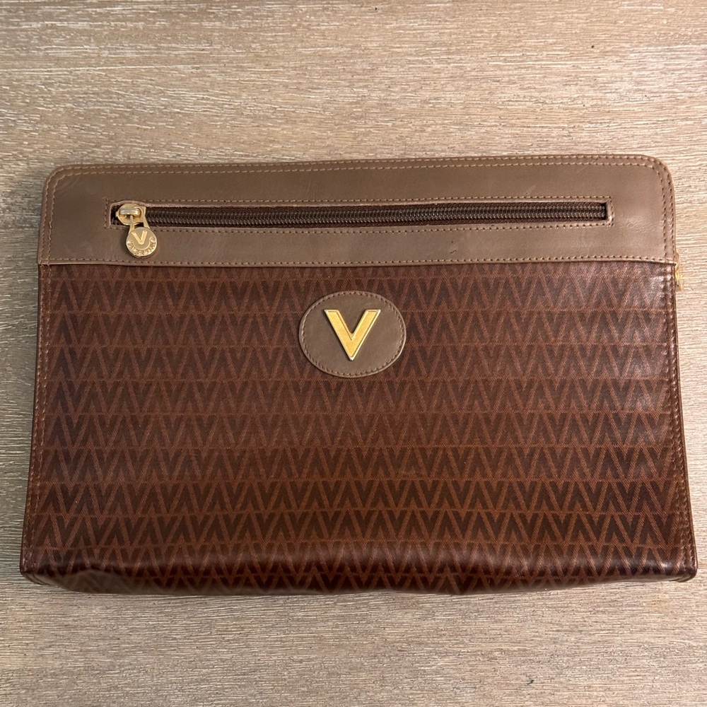 Mario Valentino Brown Leather Clutch Bag